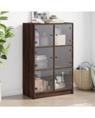 Buffet haut avec portes chêne marron bois d'ingénierie | Mobilier & Déco