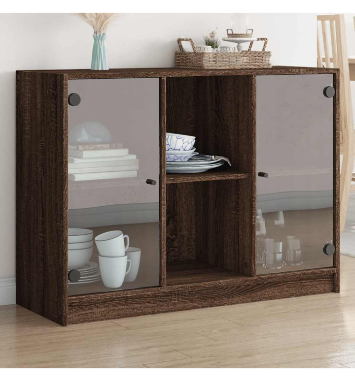 Buffet chêne marron 102x37x75,5 cm bois d'ingénierie | Mobilier & Déco