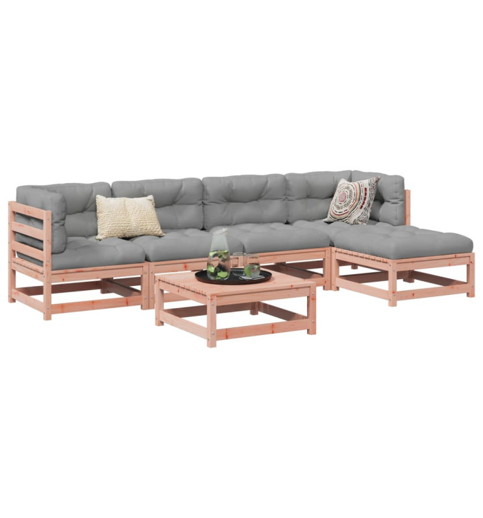 Salon de jardin 6 pcs bois massif sapin de douglas | Mobilier & Déco