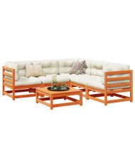 Salon de jardin 6 pcs cire marron bois de pin massif | Mobilier & Déco
