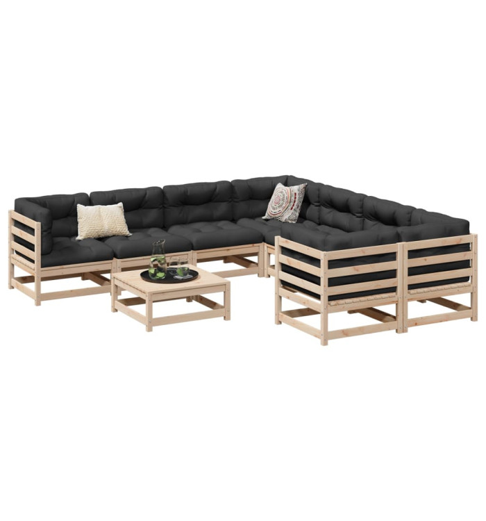 Salon de jardin 9 pcs bois de pin massif | Mobilier & Déco