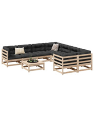 Salon de jardin 9 pcs bois de pin massif | Mobilier & Déco