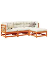 Salon de jardin 4 pcs cire marron bois de pin massif | Mobilier & Déco