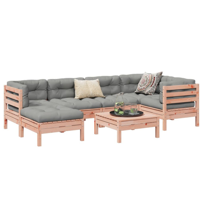 Salon de jardin 7 pcs et coussins bois massif sapin de douglas | Mobilier & Déco