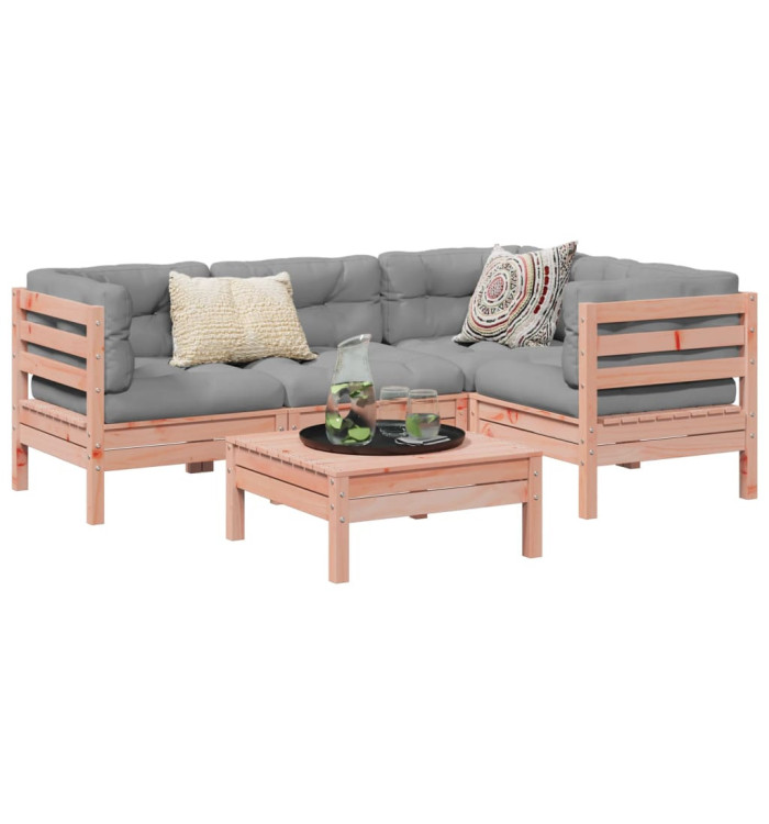Salon de jardin 5 pcs et coussins bois massif sapin de douglas | Mobilier & Déco