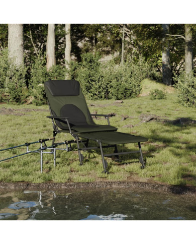 Chaise longue de pêche avec pieds à boue réglables pliable vert | Mobilier & Déco