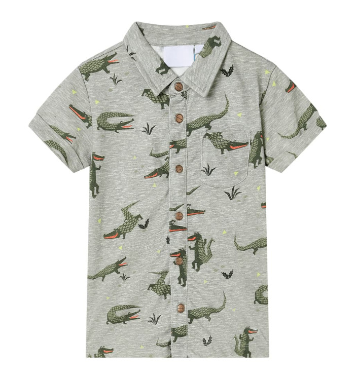 Chemise pour enfants mélange kaki clair 116 | Mobilier & Déco