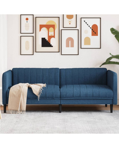 Canapé à 3 places bleu tissu | Mobilier & Déco