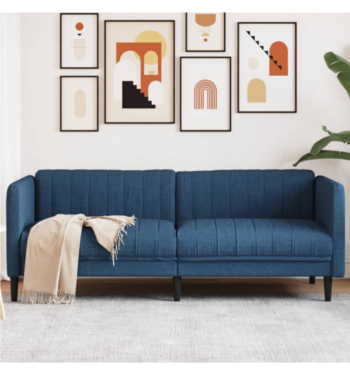 Canapé à 3 places bleu tissu | Mobilier & Déco