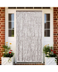 Rideau anti-mouches taupe et blanc 118x220 cm chenille | Mobilier & Déco