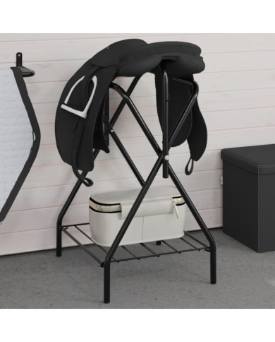 Porte-selle pliable autoportant noir fer | Mobilier & Déco