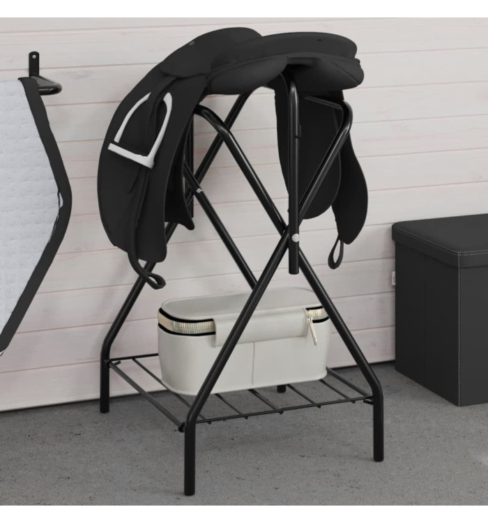 Porte-selle pliable autoportant noir fer | Mobilier & Déco