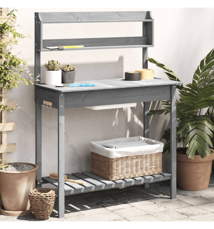 Table de rempotage avec évier gris bois massif de de sapin | Mobilier & Déco