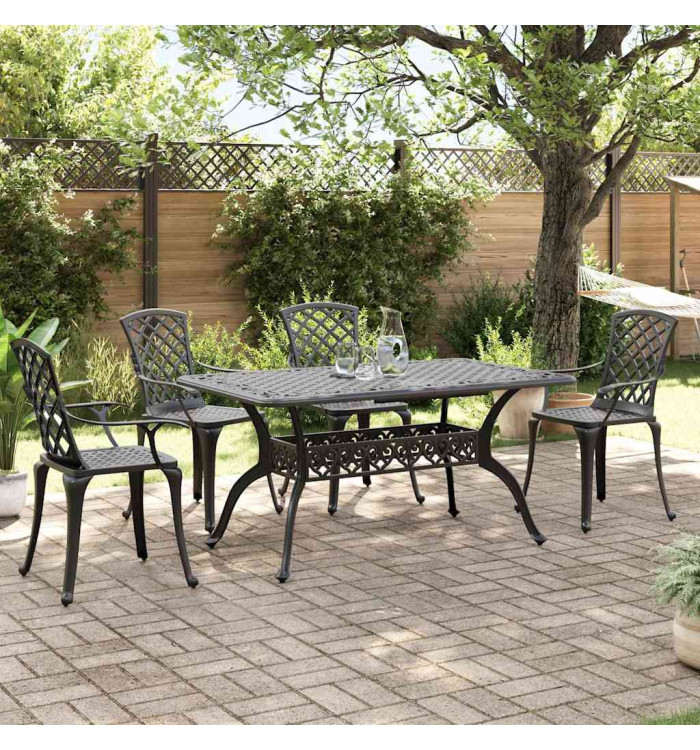 Ensemble à manger de jardin 5 pcs noir aluminium coulé | Mobilier & Déco
