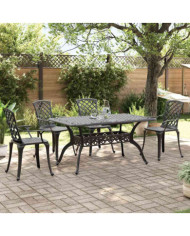 Ensemble à manger de jardin 5 pcs noir aluminium coulé | Mobilier & Déco