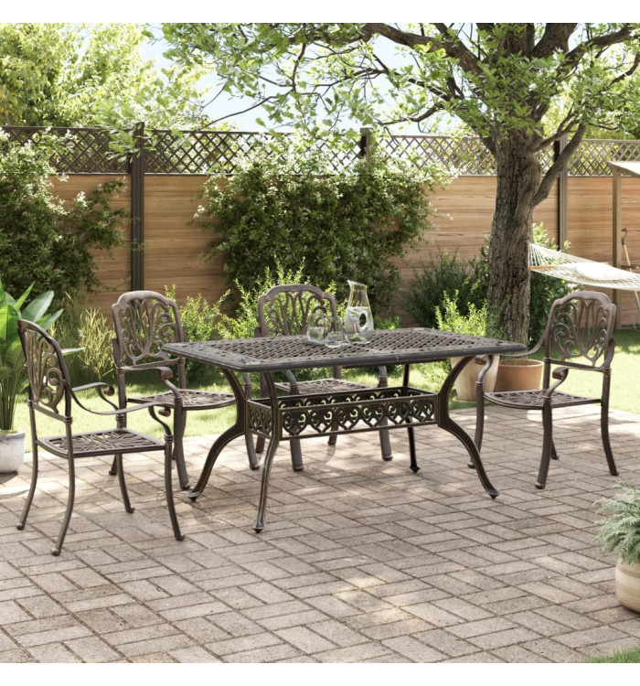 Ensemble manger de jardin 5 pcs bronze aluminium coulé | Mobilier & Déco