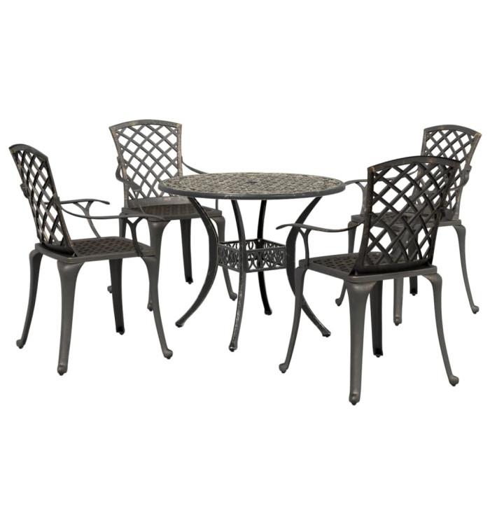 Ensemble manger de jardin 5 pcs bronze aluminium coulé | Mobilier & Déco