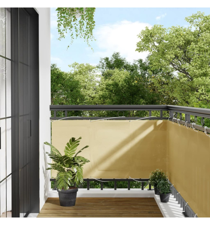 Écran de balcon sable 75x400 cm 100% polyester oxford | Mobilier & Déco