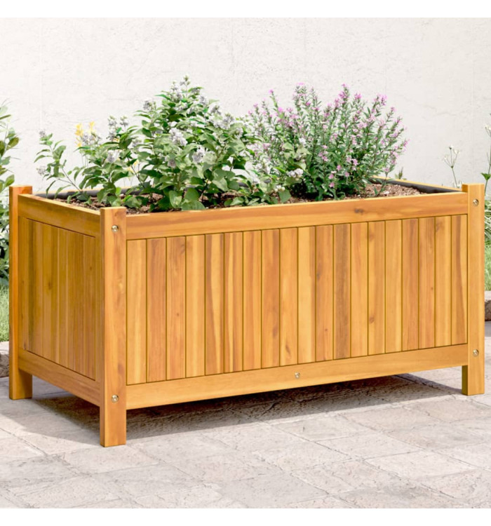 Jardinière avec doublure 80x42x40 cm bois massif d'acacia | Mobilier & Déco