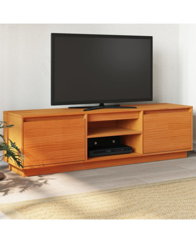 Meuble TV cire marron 140x35x40 cm bois pin massif | Mobilier & Déco