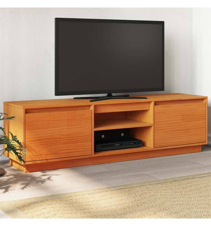Meuble TV cire marron 140x35x40 cm bois pin massif | Mobilier & Déco