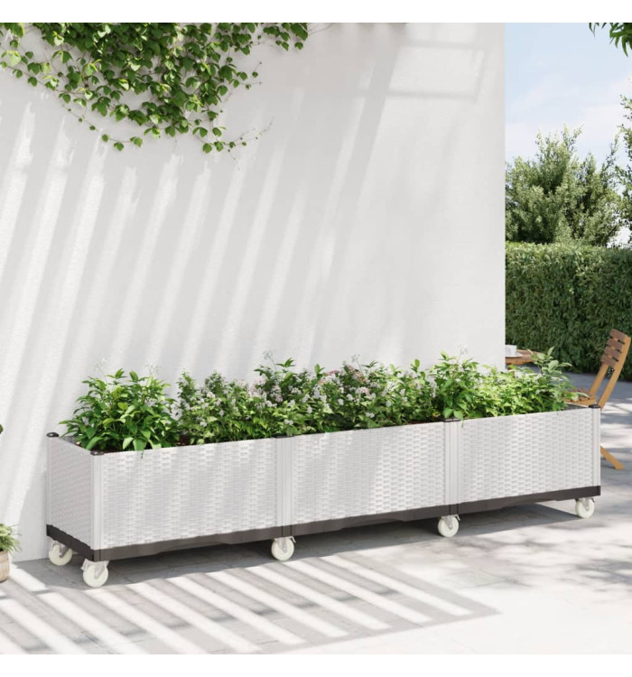 Jardinière à roulettes blanc 240x50x54 cm PP | Mobilier & Déco