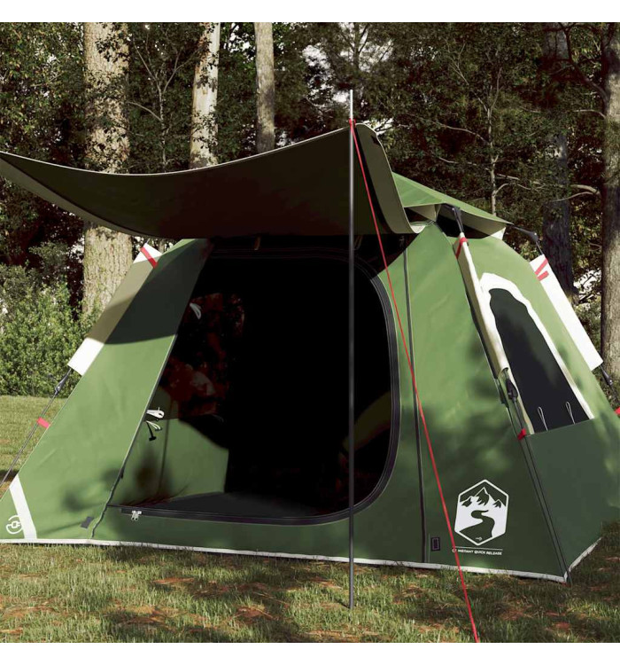 Tente de camping à dôme 4 personnes vert libération rapide | Mobilier & Déco