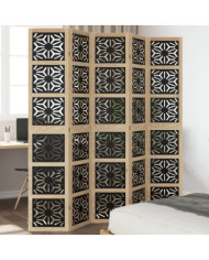 Cloison de séparation 5 panneaux marron noir paulownia massif | Mobilier & Déco