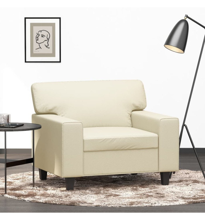 Fauteuil Crème 60 cm Similicuir | Mobilier & Déco