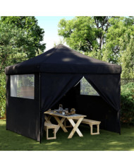 Tente de réception pliable escamotable 4 parois latérales noir | Mobilier & Déco