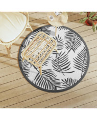 Tapis d'extérieur ARAKIL blanc et noir Ø120 cm PP | Mobilier & Déco