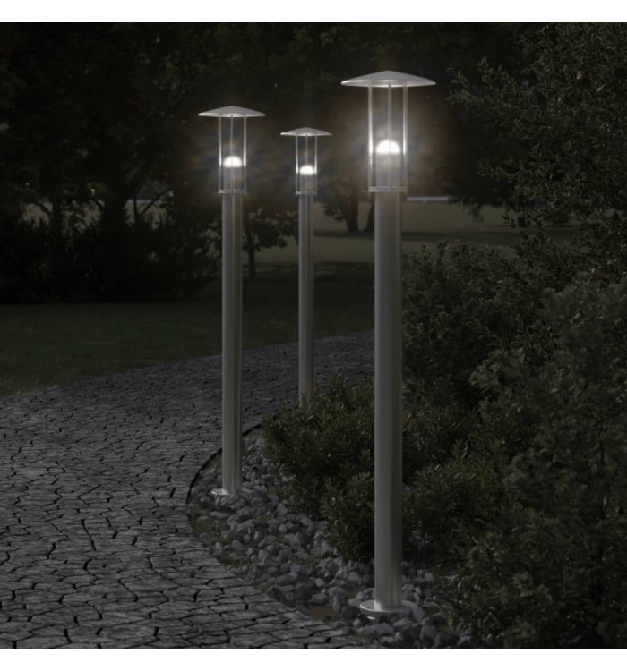 Lampadaire d'extérieur argenté 100 cm acier inoxydable | Mobilier & Déco