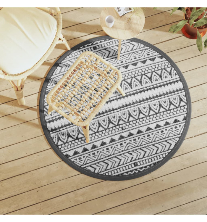 Tapis d'extérieur ARAKIL noir Ø120 cm PP | Mobilier & Déco