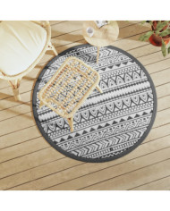 Tapis d'extérieur ARAKIL noir Ø120 cm PP | Mobilier & Déco
