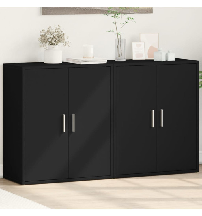 Buffets 2 pcs noir 60x31x70 cm bois d'ingénierie | Mobilier & Déco
