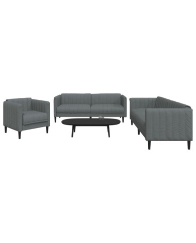 Ensemble de canapés 3 pcs gris foncé tissu | Mobilier & Déco