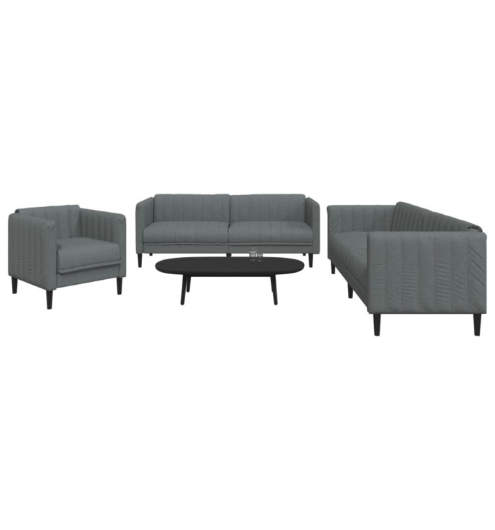 Ensemble de canapés 3 pcs gris foncé tissu | Mobilier & Déco