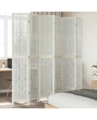 Cloison de séparation 6 panneaux blanc bois de paulownia massif | Mobilier & Déco