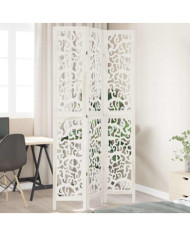 Cloison de séparation 3 panneaux blanc bois de paulownia massif | Mobilier & Déco