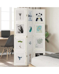 Cloison de séparation 3 panneaux blanc bois de paulownia massif | Mobilier & Déco