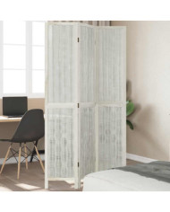 Cloison de séparation 3 panneaux blanc bois de paulownia massif | Mobilier & Déco