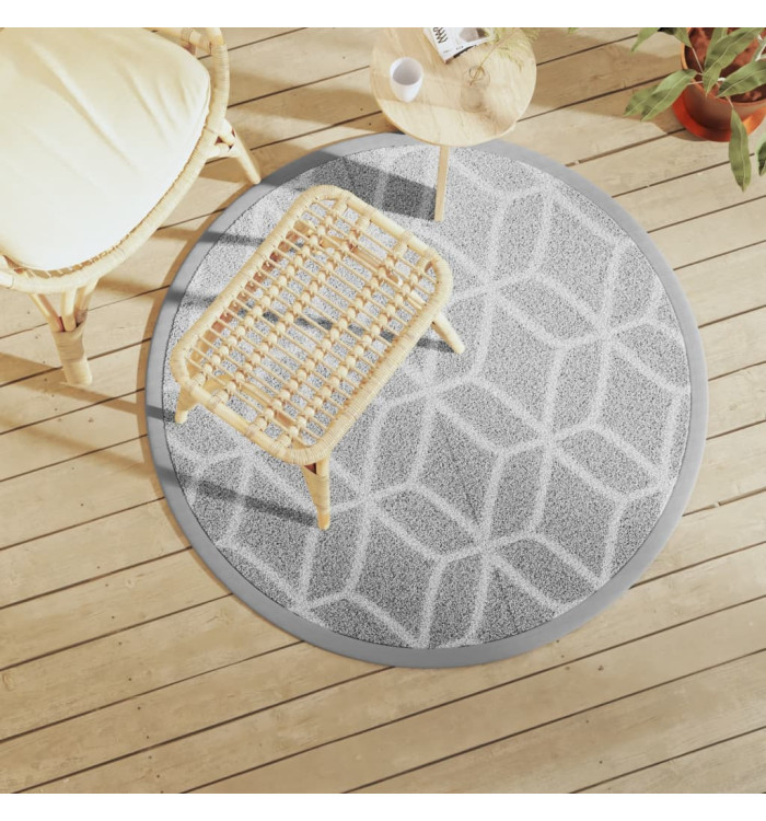 Tapis d'extérieur ARAKIL gris Ø120 cm PP | Mobilier & Déco