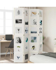 Cloison de séparation 4 panneaux blanc bois de paulownia massif | Mobilier & Déco