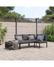 Salon de jardin 3 pcs avec coussins noir aluminium | Mobilier & Déco
