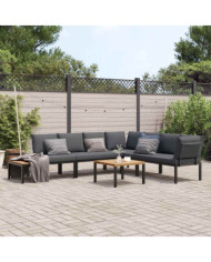 Salon de jardin 5 pcs avec coussins noir aluminium | Mobilier & Déco