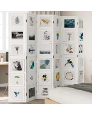Cloison de séparation 6 panneaux blanc bois de paulownia massif | Mobilier & Déco
