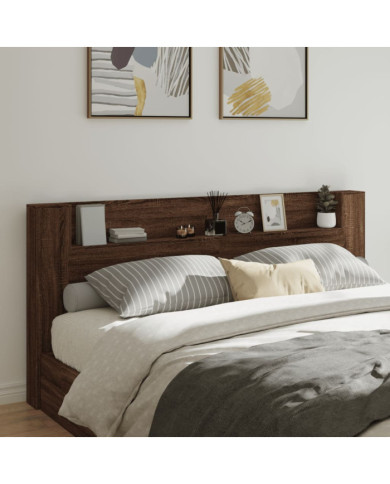 Armoire tête de lit avec LED chêne marron 220x16,5x103,5 cm | Mobilier & Déco