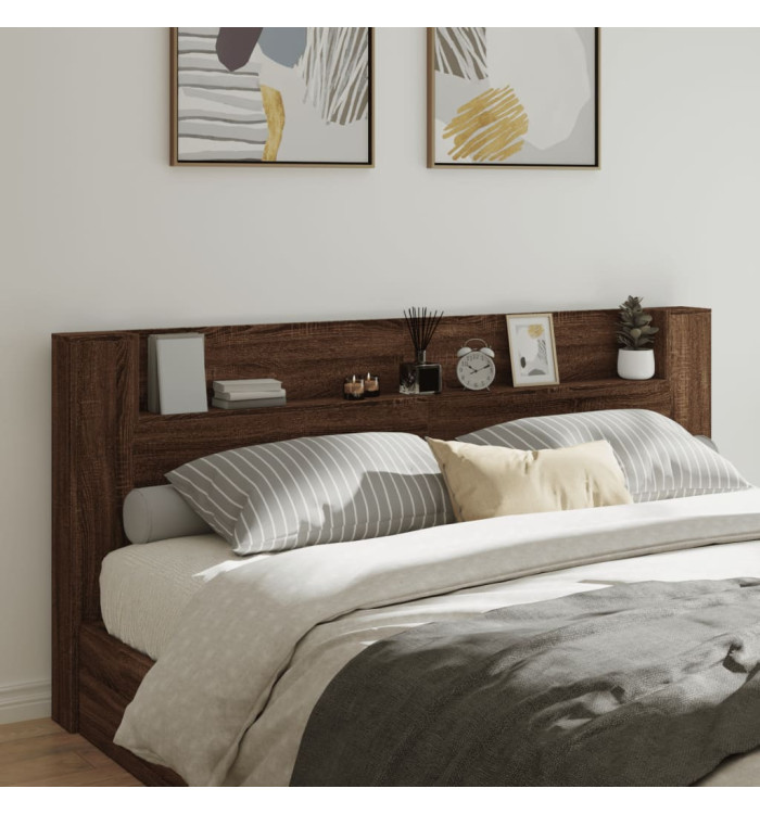 Armoire tête de lit avec LED chêne marron 220x16,5x103,5 cm | Mobilier & Déco