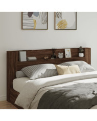Armoire tête de lit avec LED chêne marron 220x16,5x103,5 cm | Mobilier & Déco