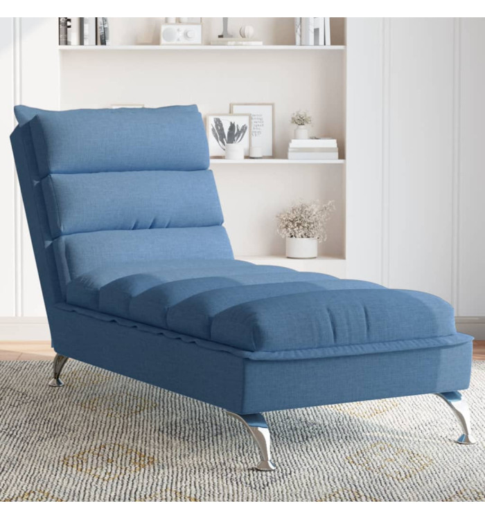 Chaise longue avec coussins bleu tissu | Mobilier & Déco